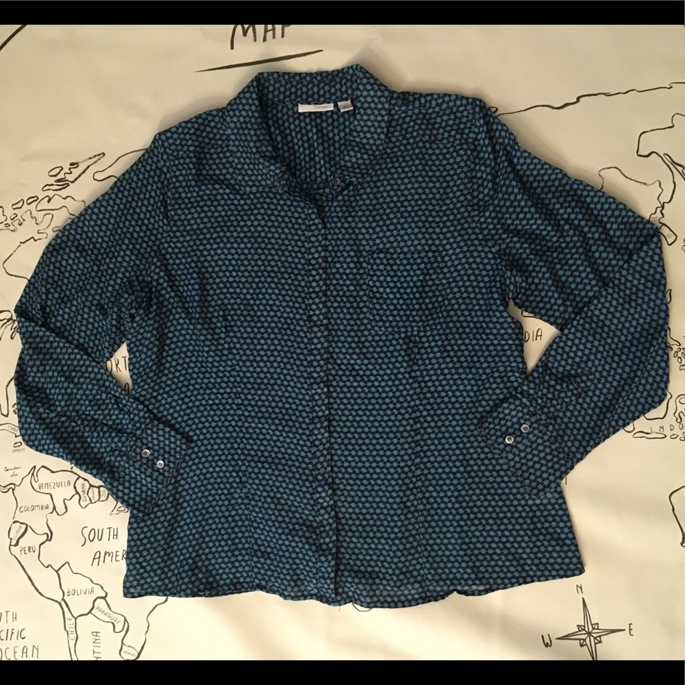 Halogen Silk Blend Patterned Blouse
